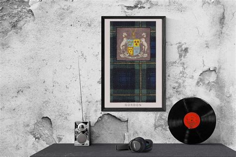 Gordon Clan Tartan And Coat Of Arms Vintage Poster Digital Etsy