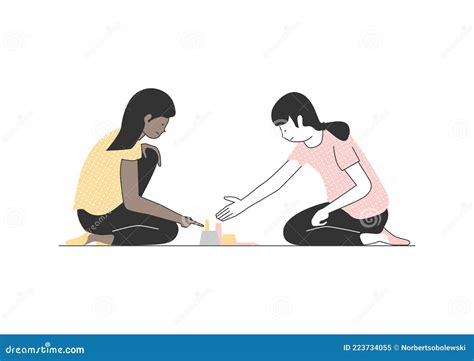 Two Girls Playing Together Stock Vector Illustration Of Together