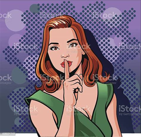 Retro Style Woman Is Requesting Silence Stock Illustration Download