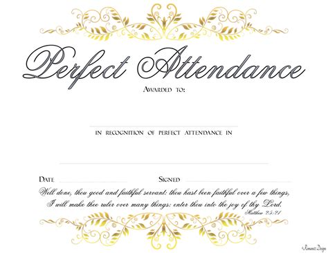 Christian Perfect Attendance Certificate Pdf Printable Etsy