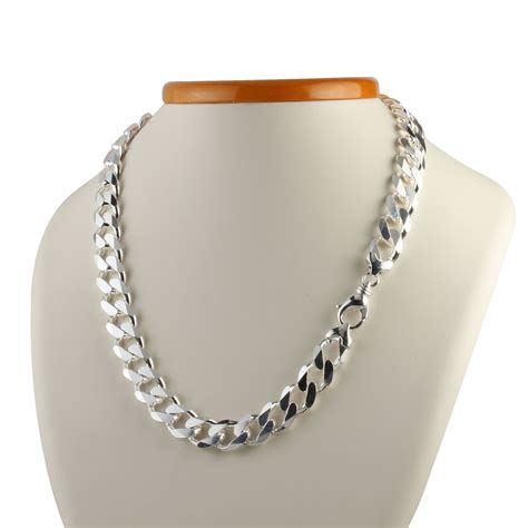 Heavy Wide Silver Curb Chain Mm Width Silver Chain For Men Mens