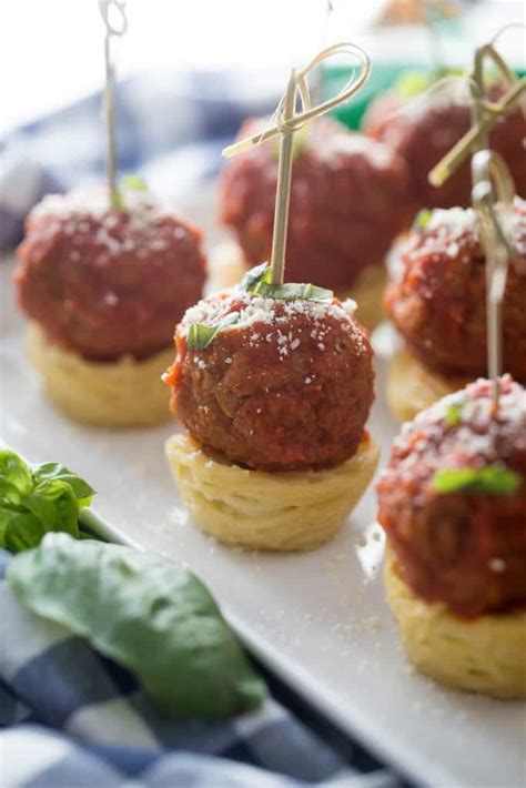 This is a very tasty dish that i've had lots of compliments on, even tho i cheat and use jarred sauce (shhh).i think the slow simmering of the flavorful meatballs really makes this taste homemade all the way!!! Easy Spaghetti and Meatball Appetizers | Recipe | Spaghetti and meatballs, Appetizer meatballs ...
