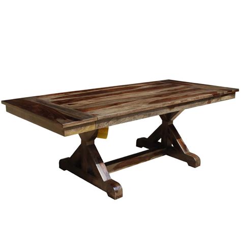 Antwerp X Base Solid Wood Rustic Extendable Farmhouse Dining Table