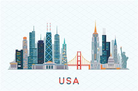 Usa Skyline ~ Illustrations ~ Creative Market