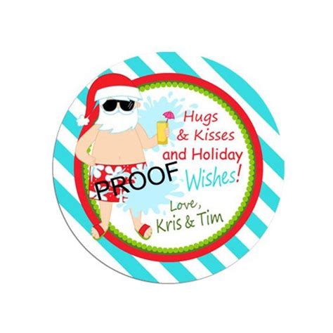 Whether you host a gift exchange or get a head start on this year's christmas crafts with your kids, these christmas in july ideas will help you bring joy to the world this season. Christmas in July, Xmas in July, Pool Party Favor Tag Sticker, Beach Santa, Tropical Santa Claus ...