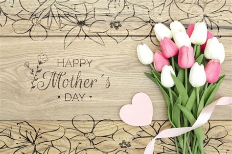 Happy Mothers Day With Bouquet Of Tulips Free Psd File