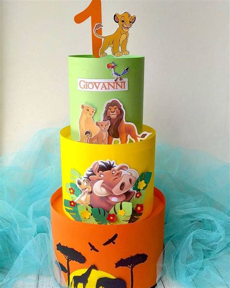 Torta Porta Confetti Tema Re Leone Lion King Cardstock Dummy Cake