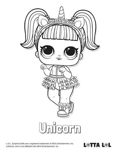 Here's the checklist with all the new dolls called confetti! Unicorn Coloring Page Lotta LOL | LOL Surprise! Series 3 ...