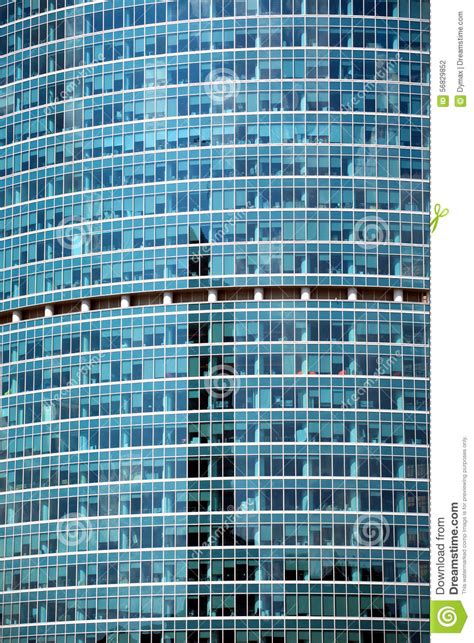 Modern Office Building Glass Wall Front View Close Up Stock Photo
