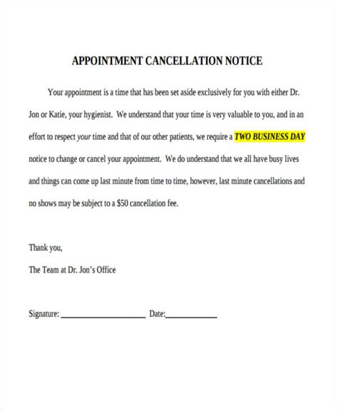Cancellation Notice 8 Examples Format Pdf Examples