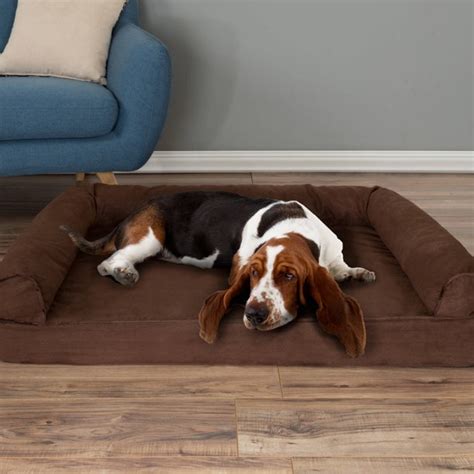 Orthopedic Dog Sofa Bed Memory Foam Pet Bed With Foam Stuffed Bolsters