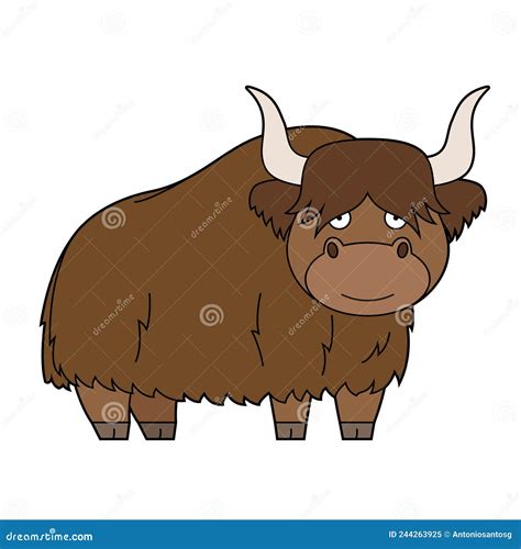 Cute Cartoon Vector Illustration Of A Yak Stock Vector Illustration