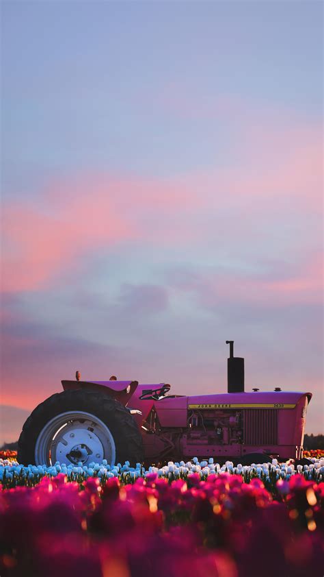 2160x3840 John Deere Tractor In Flower Farm 4k Sony Xperia Xxzz5