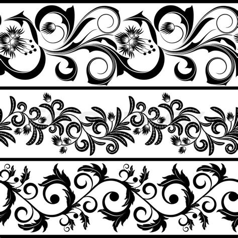 Jewel tile stencil stenciling a tile backsplash on some of the smaller surfaces in your kitchen makes for a great accent. Set from three black and white borders | Vector ...