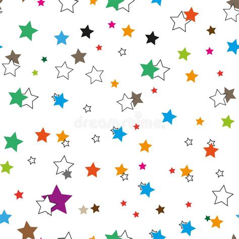 Seamless Pattern Colorful Stars Background Pastel Colors On White