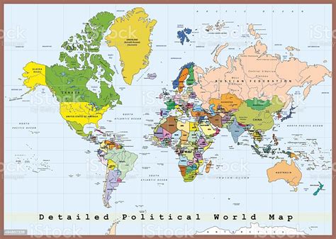 Dettagliata Mappa Del Mondo Politico Immagini Vettoriali Stock E