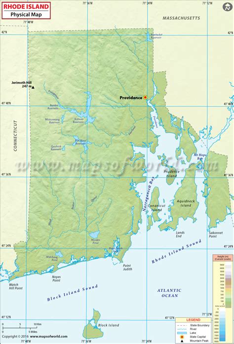 Physical Map Of Rhode Island