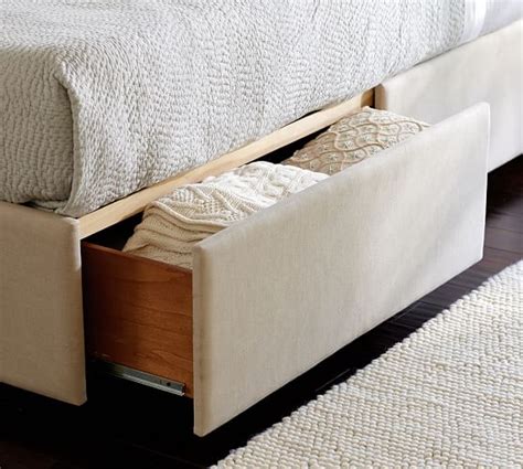 Four large drawers add storage functionality to the select platform bed. Upholstered Storage Platform Bed with Side Drawers ...