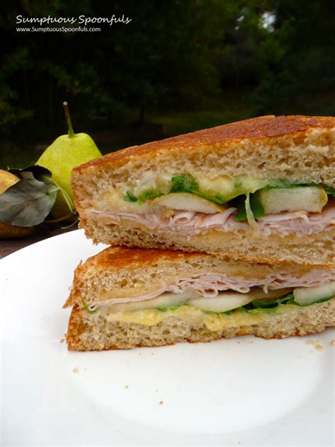 Smoky Grilled Turkey Gouda Pear Sandwich With Arugula Sumptuous