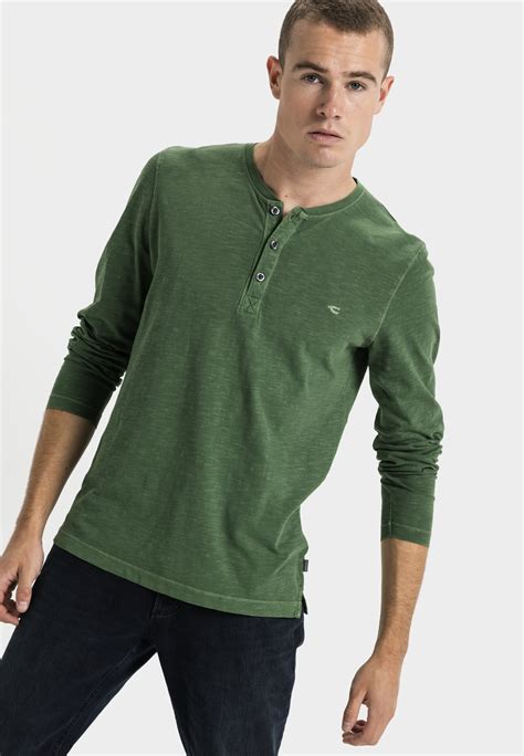 Lightweight Long Sleeve Shirt With Henley Collar In Organic Cotton Green S 409319 4f14 38 S