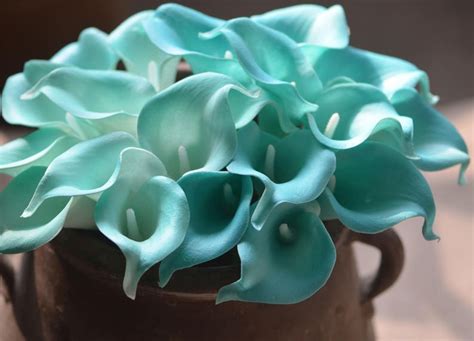 Turquoise Calla Lily Real Touch Calla Lilies Diy Wedding Etsy
