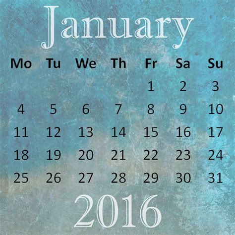 January 2016 Calendar Free Stock Photo Public Domain Pictures