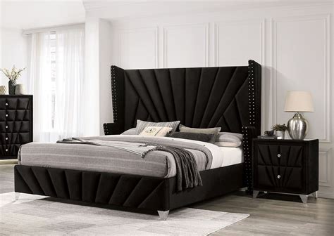 Furniture Of America Carissa Black 2pc Bedroom Set With King Bed In