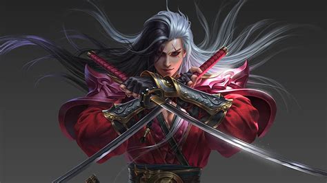 Hd Wallpaper Fantasy Samurai Man Red Eyes Sword Warrior