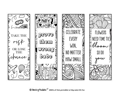 Printable Bookmarks To Color 120 For Adults And Kids World Of Printables