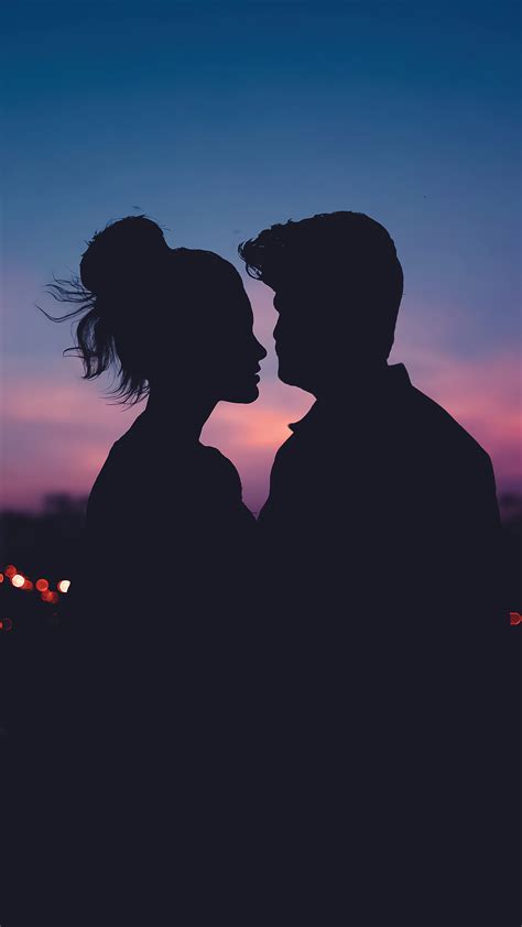 Free Download Romantic Couple Silhouette Lovers Sky Scenery 4k