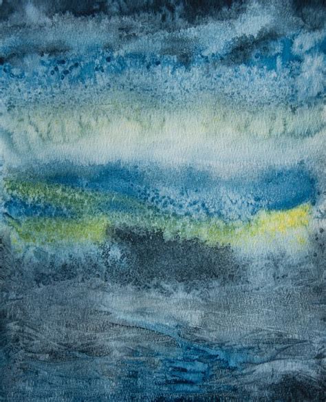 Atinystudio Troubled Sea Watercolour With Salt And Clingfilm Texturing