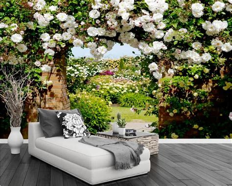 Beibehang 3d Wallpaper Living Room Bedroom Murals White Rose Garden