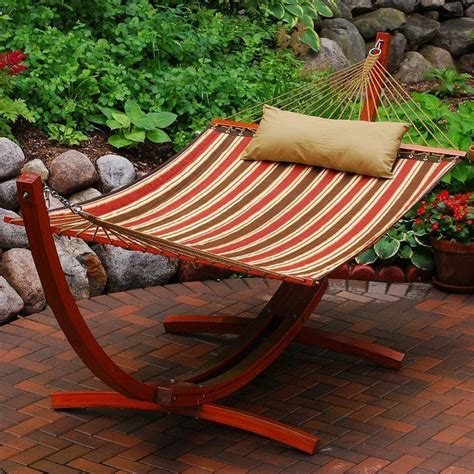 Go through some amazing outdoor hammock stand diy and make one yourself! Algoma 2-piece Striped Hammock & Stand Set. Turn… | Diy hammock, Hammock stand, Hammock frame
