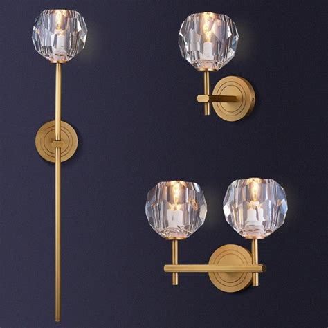 If the sconces have shades, put the bottom edges of the shades a little below eye level (60 to 68 inches from the floor). Crystal Solid Brass Sconce Wall Lights Bathroom Lights ...