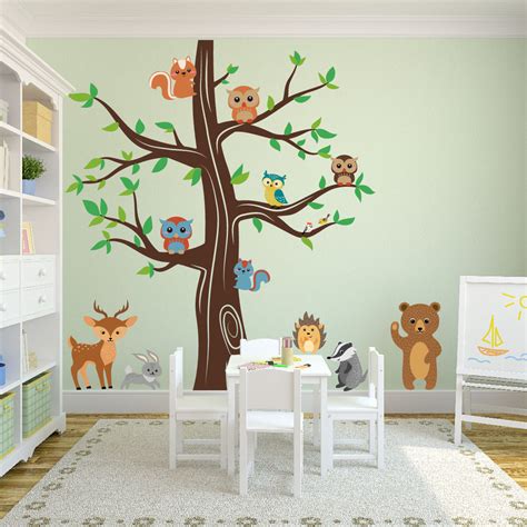 Woodland Animals Wall Tree Nursery Decal 1337 Innovativestencils