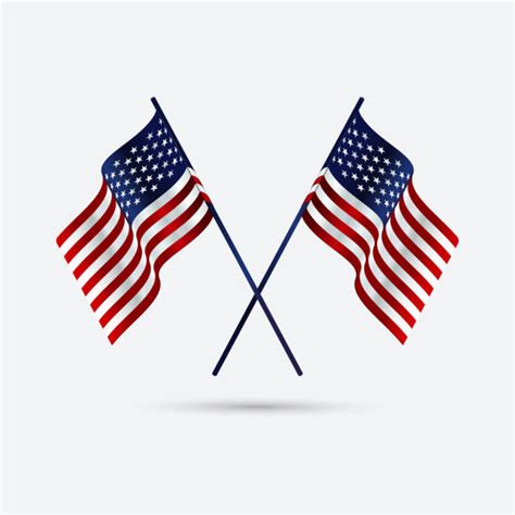 Crossed American Flags Illustrations Royalty Free Vector Graphics