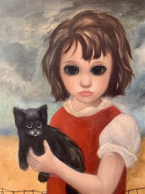 Girl In Red With Black Cat Keane Eyes Gallery