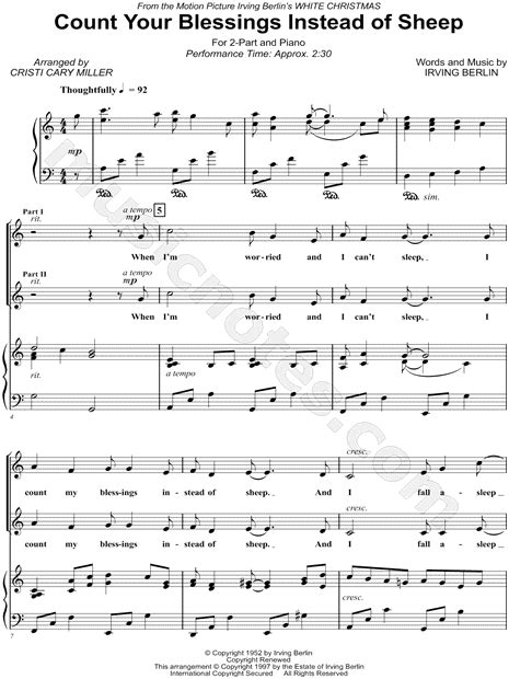 Count Your Blessings Instead Of Sheep From White Christmas Arr