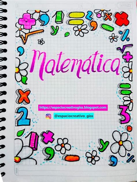 Portada O Carátula Fácil Para Cuaderno De Matemática En 2020