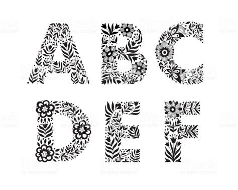 Hand Drawn Flower Alphabet Flower Decorative Typography Decoratice