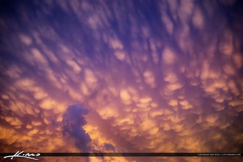Mammatus Clouds Sky Background With Beauitful Colors Royal Stock Photo