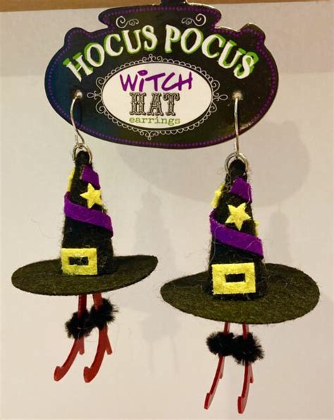 Halloweenfallautumn Hocus Pocus Witch Hat Earrings Purple Stripes