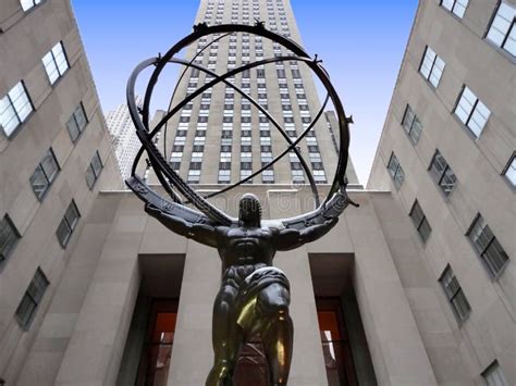 Atlas Bronze Statue In Rockefeller Center Manhattan Ny Usa Editorial