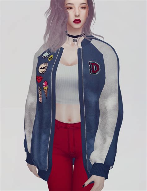 Ooobsooo Bomber Jacket Female Sims 4 Clothing Sims Outfit Sims 4