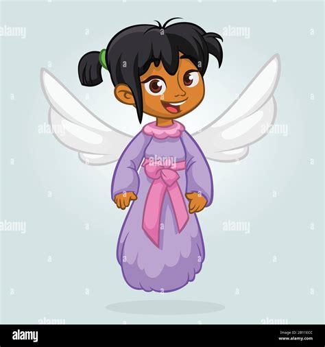 Cute Happy Girl Arab Or Indian Girl Angel Character Vector