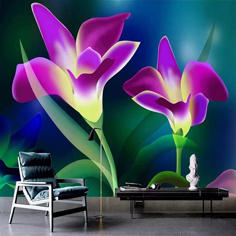 Modern Minimalist Purple Flower Rose Wallpaper 3d Wall