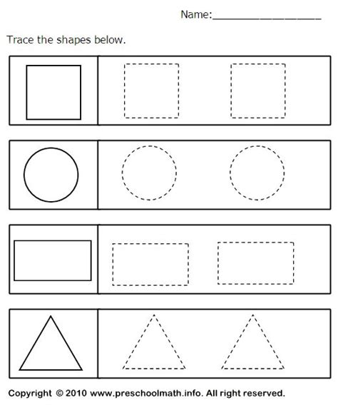 Free interactive exercises to practice online or download as pdf to print. Kindergarten Shape Tracing Worksheets | Shapes worksheet ...