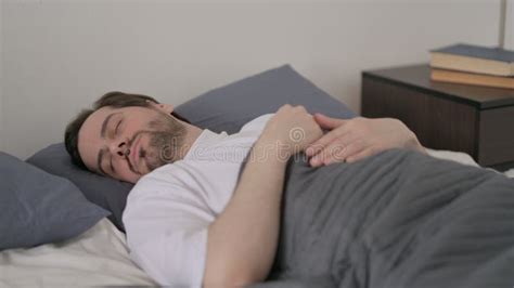 Young Man Unable To Sleep In Bed Stock Photo Image Of Brainstorming