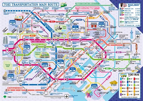 Toei subway map - Toei line peta (Kantō - Jepang)