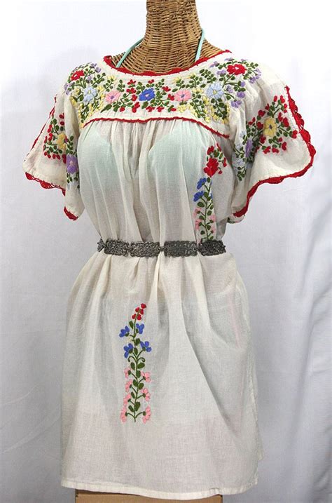 La Primavera Embroidered Mexican Dress Off White Mexican Dresses